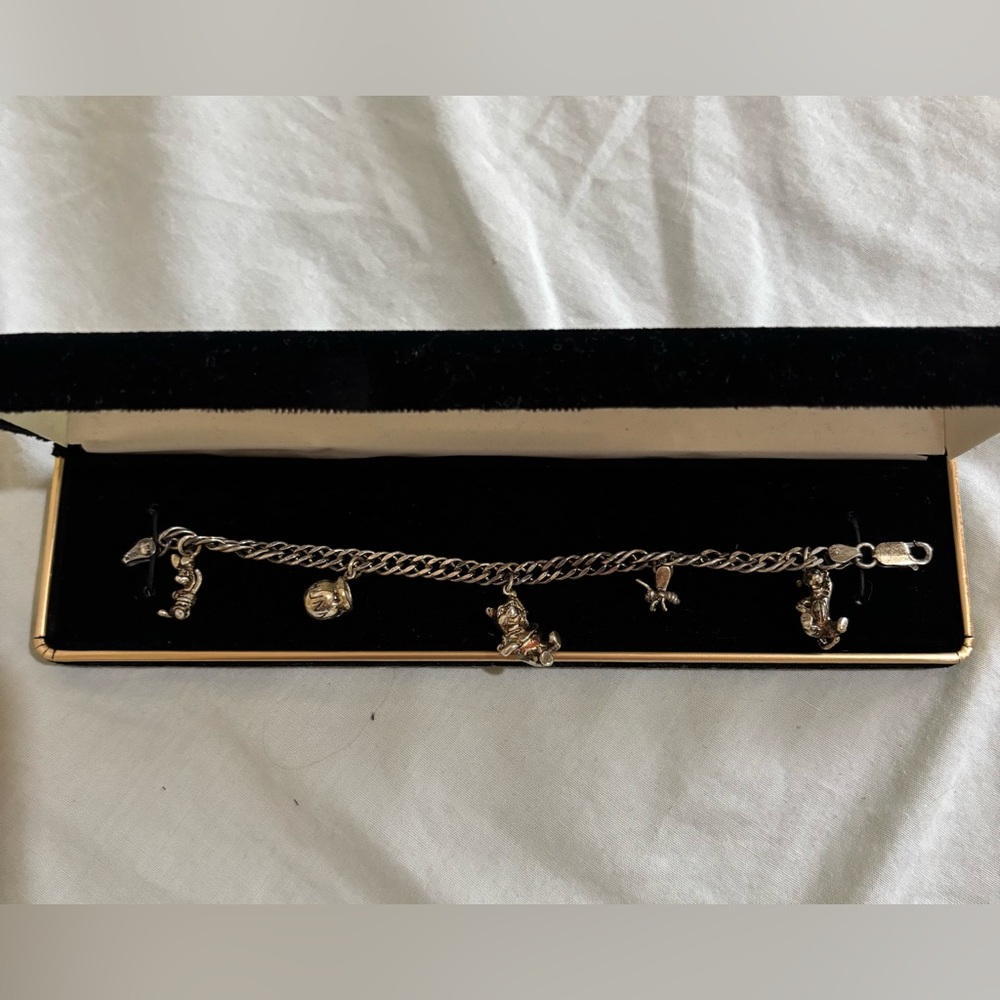 Vintage Disney Winnie the Pooh 3D sterling charm bracelet